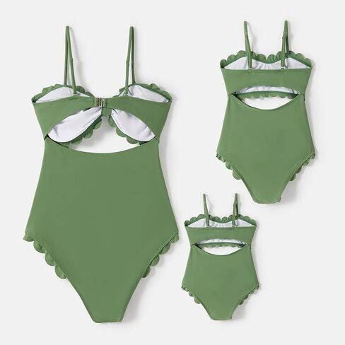 IFFEI Mommy and Me Matching Outfits Women's One Piece Swimsuits Cutout Scallop Trim Monokini Swimwear Bathing Suit in Kuwait