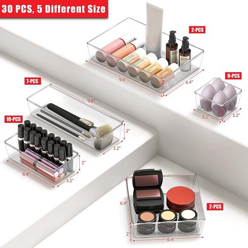 Simple Houseware 20-Pack Clear Plastic Drawer Organizers (6S, 7M, 5L, 1 XL, 1XXL) in Kuwait