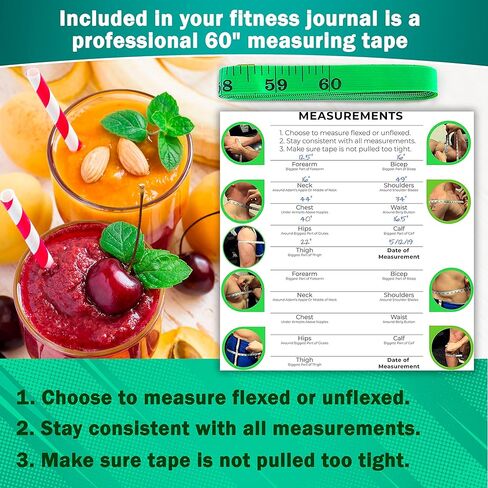 مخطط اللياقة البدنية مقاس 15.24 سم × 22.86 سم أكثر من 170 يومًا من تتبع صالة الألعاب الرياضية وتحديد الأهداف، يأتي مع شريط للجسم مقاس 60 بوصة، و10 مساحات كبيرة لكل تمرين، وتتبع نظامك الغذائي وتحقيق أهدافك in Kuwait