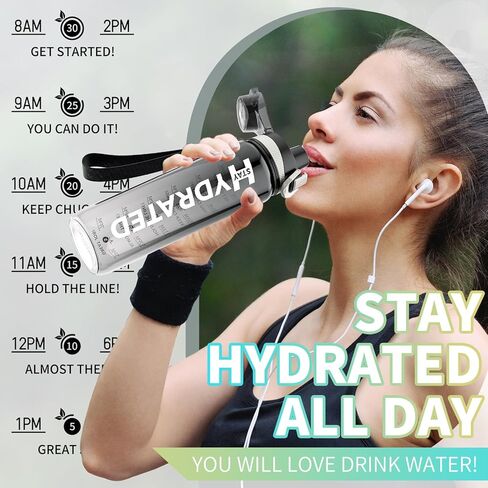 Mevoly All-New Water Bottle, 32 oz Motivational Water Bottles with Time Marker-Tritan & BPA Free, Sports Water Bottle with Times to Drink, No Straw, Leak Proof & Wide Mouth for Gym Fitness in Kuwait