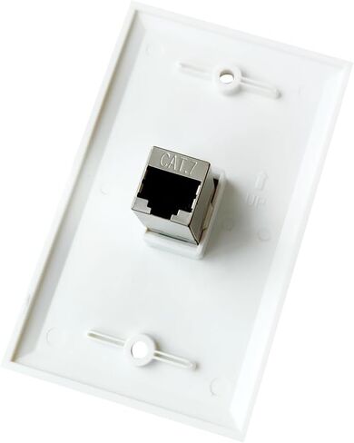 1 Port Cat7 Ethernet Wall Plate Female to Female - Shielded Cat 7 Keystone Jack Outlet Cover Plate for CAT8/CAT7/CAT6e Network Cable in Kuwait