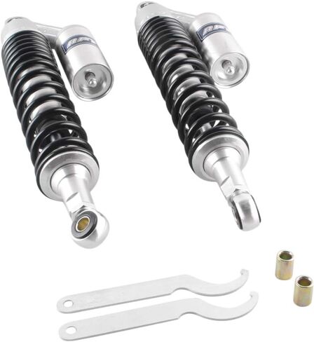 دراجة نارية Luckmart مقاس 15.75 بوصة 400 مم ممتصة للصدمات تعليق خلفي شديد التحمل عالمي لهوندا سوزوكي وياماها وكاواساكي ATV Go Kart Quad Dirt Sport Bikes أسود فضي (زوج واحد) in Kuwait