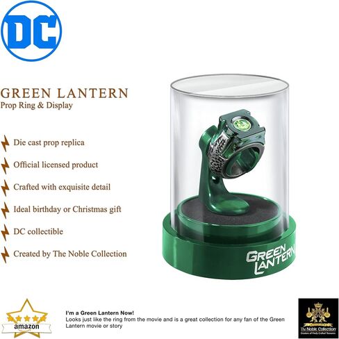 The Noble Collection DC Green Lantern Prop Ring & Display - Die Cast Metal Ring with 4in (10cm) Display Case - Officially Licensed Film Set Movie Props Gifts Jewellery in Saudi Arabia