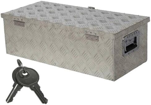 MOOSUN 20-Inch Heavy Duty Aluminum Diamond Plate Tool Box Chest Box Pick Up Truck Bed RV Trailer Toolbox Storage Lockable Organizer with Side Handle and Lock Keys (Silver) in Saudi Arabia
