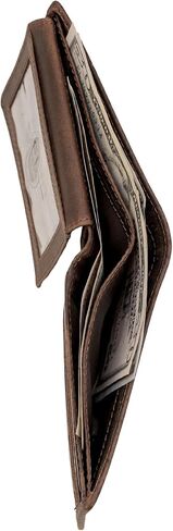 Firu-Handmade Buffalo Leather Slim Bifold Wallet for Men with RFID Blocking-Slim with 8 Card Slots-Extra Capacity with 2 ID Windows-Vintage Design (Buffalo Brown) in Saudi Arabia