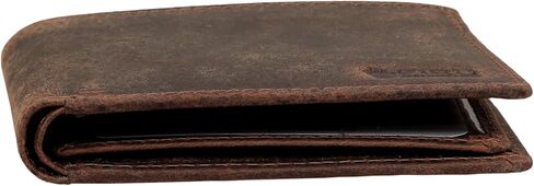 Firu-Handmade Buffalo Leather Slim Bifold Wallet for Men with RFID Blocking-Slim with 8 Card Slots-Extra Capacity with 2 ID Windows-Vintage Design (Buffalo Brown) in Saudi Arabia