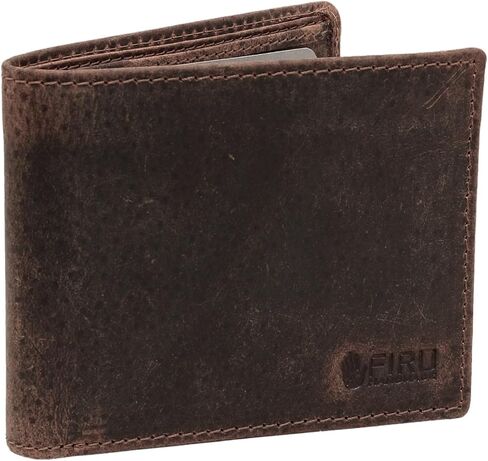 Firu-Handmade Buffalo Leather Slim Bifold Wallet for Men with RFID Blocking-Slim with 8 Card Slots-Extra Capacity with 2 ID Windows-Vintage Design (Buffalo Brown) in Saudi Arabia