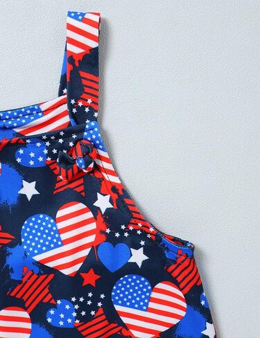 4th من يوليو طفل رضيع أفرول العلم الأمريكي رومبير حزام بذلة يوم الاستقلال الزي ملابس الصيف مجموعة قصيرة غير رسمية in Kuwait