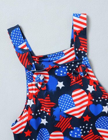 4th من يوليو طفل رضيع أفرول العلم الأمريكي رومبير حزام بذلة يوم الاستقلال الزي ملابس الصيف مجموعة قصيرة غير رسمية in Kuwait
