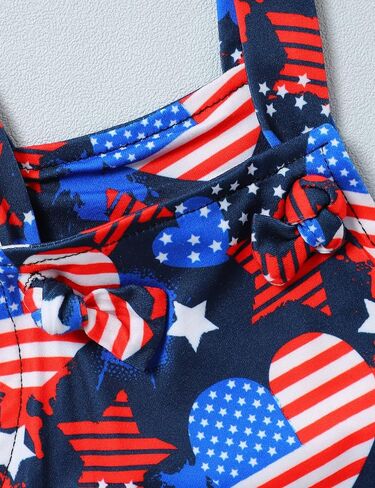 4th من يوليو طفل رضيع أفرول العلم الأمريكي رومبير حزام بذلة يوم الاستقلال الزي ملابس الصيف مجموعة قصيرة غير رسمية in Kuwait