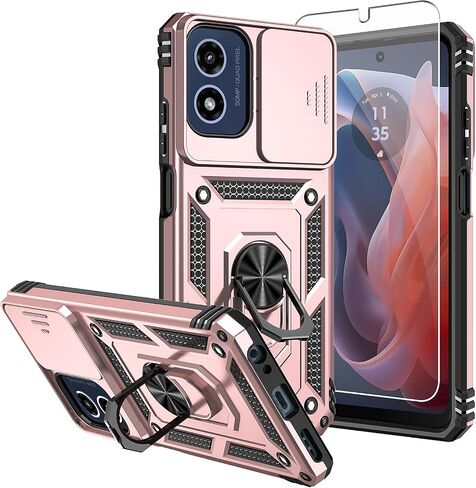 حافظة Moto G 5G 2024، مع واقيات شاشة وغطاء كاميرا، [درجة عسكرية] 16 قدم. غطاء تم اختباره من السقوط مع حافظة واقية بمسند مغناطيسي لهاتف Motorola G 5G 2024، أزرق in Kuwait