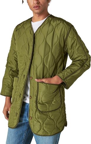 سترة مبطنة طويلة للنساء من Lucky Brand، زيتوني in Saudi Arabia