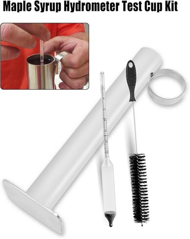 مجموعة أكواب اختبار مقياس كثافة شراب القيقب من NTSUMI، مجموعة كثافة شراب القيقب مناسبة لاختبار صنع حلوى السكر وشراب القيقب، طقم شراب القيقب من الفولاذ المقاوم للصدأ مع فرشاة تنظيف in Kuwait