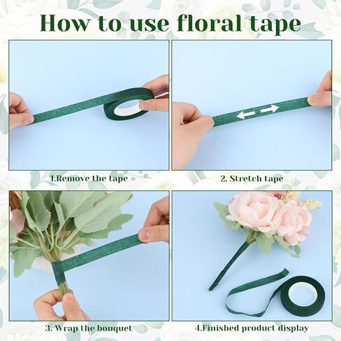 KALIONE 1/2 Inch Floral Tapes Flower Tape Florist Wraps for Bouquet Stem Wrapping, 30 Yard Floral Tape Flowers Making Craft Projects, Florist Tape Floral Arranging Craft Wedding Bouquet(Green) in Saudi Arabia