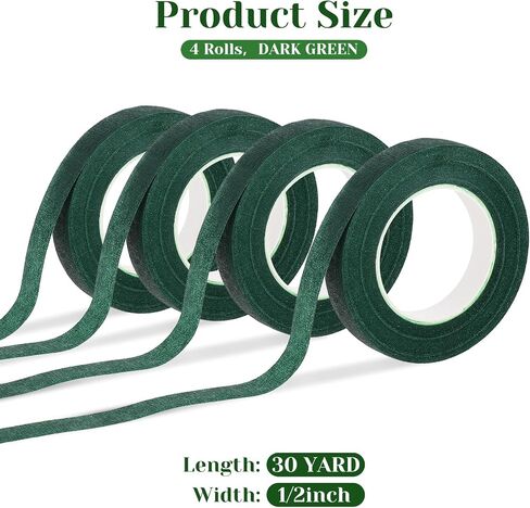 KALIONE 1/2 Inch Floral Tapes Flower Tape Florist Wraps for Bouquet Stem Wrapping, 30 Yard Floral Tape Flowers Making Craft Projects, Florist Tape Floral Arranging Craft Wedding Bouquet(Green) in Saudi Arabia