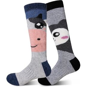 Velice Kids Merino Wool Ski Socks 3 Pairs Boys Girls Thermal Thick Warm Winter Cozy Boot Socks for Skiing Snowboarding in Kuwait
