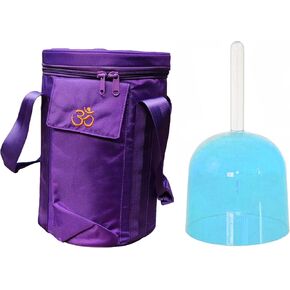 وعاء شاكرا بمقبض صلب من FMTY مع مطرقة من الخيزران وحقيبة حمل للسفر لمقبض شفاء الصوت وعاء الغناء الكريستالي الملون (برتقالي، ملاحظة D 432 هرتز) in Kuwait