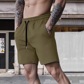 Men's Fashion Shorts Casual Elastic Waist Drawstring Lightweight Summer Beach Shorts with Zipper Pockets in Kuwait