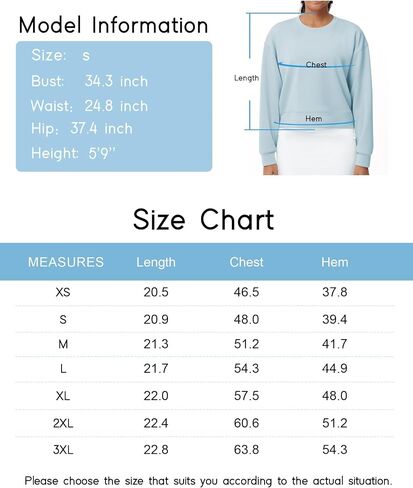 Women's Crewneck Cropped Pullover Sweatshirt Cute Basic Long Sleeves Workout Tops in Saudi Arabia