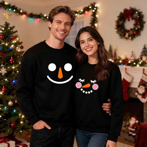 Matching Christmas Sweatshirts For Couples Funny Xmas Holiday Shirt Husband And Wife Pullover Outfits Mom Dad Clothes in Saudi Arabia
