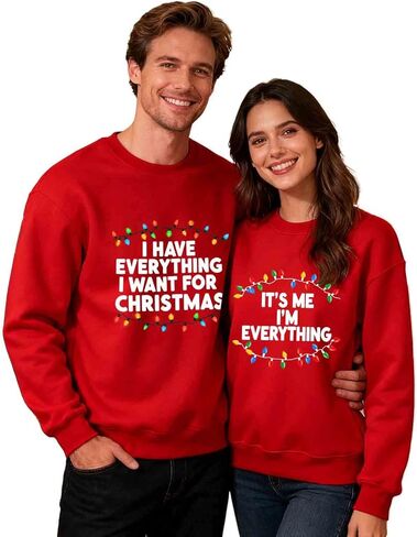 Matching Christmas Sweatshirts For Couples Funny Xmas Holiday Shirt Husband And Wife Pullover Outfits Mom Dad Clothes in Saudi Arabia