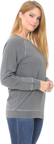 YURO-K Women's Pigment Dyed Cotton Long Sleeve Crew Neck Vintage Raglan Sweatshirt Pullover in Saudi Arabia