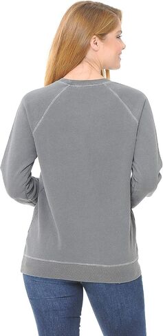 YURO-K Women's Pigment Dyed Cotton Long Sleeve Crew Neck Vintage Raglan Sweatshirt Pullover in Saudi Arabia