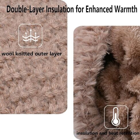 قبعة صغيرة 3 في 1 للنساء، بالاكلافا للشتاء، قبعات محبوكة باردة وشاح بقلنسوة مقاوم للرياح، سميكة مبطنة بالقطيفة in Kuwait