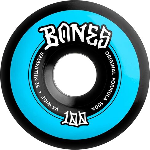 Bones Wheels OG Formula Wides 100's Skateboard Wheels, 52mm, 100A, V4 Wide, Black in Saudi Arabia
