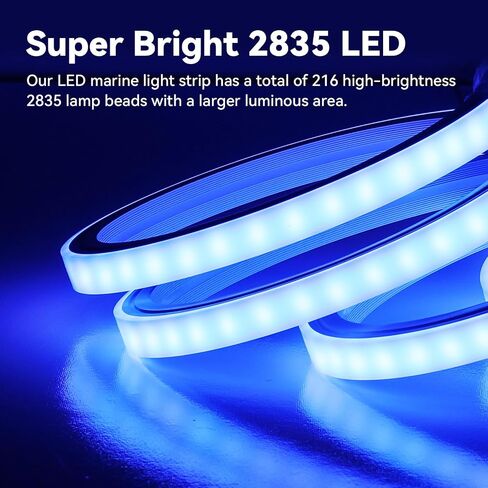 أضواء شريط القارب LED 12 فولت أبيض وأزرق ثنائي اللون مصباح LED عائم بحري. إضاءة سطح السفينة الداخلية للقارب المقاوم للماء لليخوت العائمة لصيد الأسماك ليلاً (70 بوصة) in Kuwait