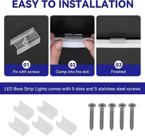 أضواء شريط القارب LED 12 فولت أبيض وأزرق ثنائي اللون مصباح LED عائم بحري. إضاءة سطح السفينة الداخلية للقارب المقاوم للماء لليخوت العائمة لصيد الأسماك ليلاً (70 بوصة) in Kuwait