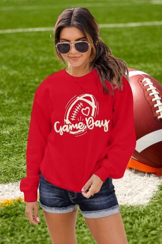 Game Day Sweatshirt Women Football Sweatshirts Rugby Graphic Pullover Weekend Tops Casual Football Season Shirt in Saudi Arabia