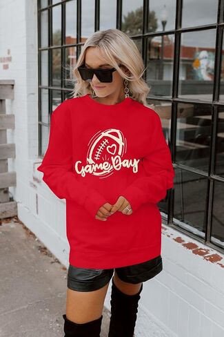 Game Day Sweatshirt Women Football Sweatshirts Rugby Graphic Pullover Weekend Tops Casual Football Season Shirt in Saudi Arabia