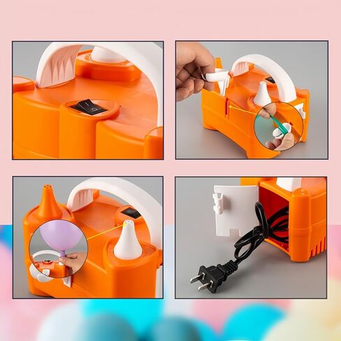 IDAODAN Electric Balloon Pump, Portable Electric Balloon Blower Machine Balloon Air Pump Dual Nozzle Rose Red 110V 400W Balloon Inflator for Party Decorations in Saudi Arabia