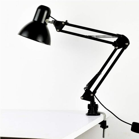 Heavy Duty Metal C-Clamp Desk Mount with Adjustable Swing Arm, Universal Gooseneck Holder for Desk Lamps, Microphone Stand, Camera Flash, Monitor Arm, Drafting Light (Black) in Saudi Arabia