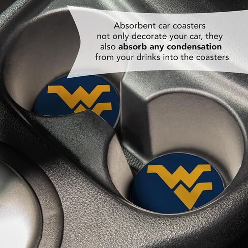 Desert Cactus West Virginia University Car Accessories WVU Mountaineers Absorbent Sandstone Cup Coasters Licensed Product Set of 2 (Design A) in Saudi Arabia