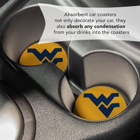 Desert Cactus West Virginia University Car Accessories WVU Mountaineers Absorbent Sandstone Cup Coasters Licensed Product Set of 2 (Design A) in Saudi Arabia
