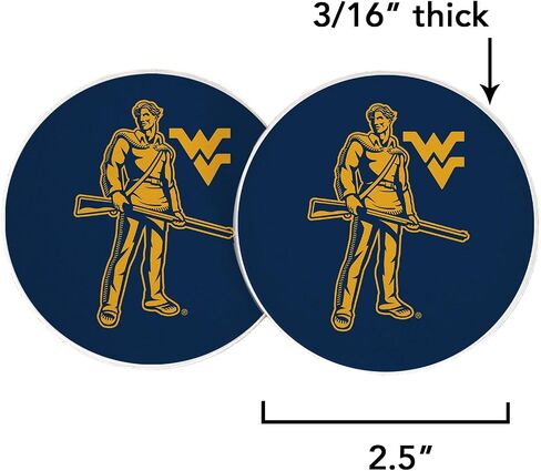 Desert Cactus West Virginia University Car Accessories WVU Mountaineers Absorbent Sandstone Cup Coasters Licensed Product Set of 2 (Design A) in Saudi Arabia