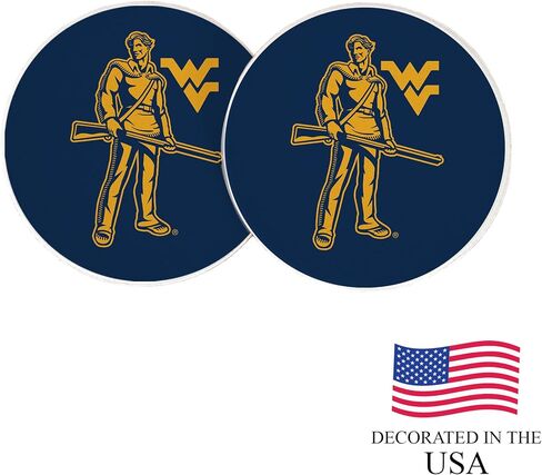 Desert Cactus West Virginia University Car Accessories WVU Mountaineers Absorbent Sandstone Cup Coasters Licensed Product Set of 2 (Design A) in Saudi Arabia