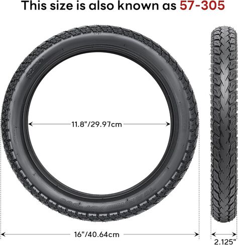 16x2.125/57-305 Bike Tire and Tube, 16 x 2.125 Tire Tube with Angled Valve Stem, 16'' 16x2.125 Tires Compatible with Electric Bicycle Bike, Motorcycle and RoyalBaby Joystar Dynacraf Kids Bikes(2 Sets) in Kuwait
