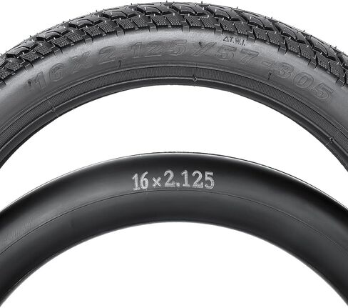 16x2.125/57-305 Bike Tire and Tube, 16 x 2.125 Tire Tube with Angled Valve Stem, 16'' 16x2.125 Tires Compatible with Electric Bicycle Bike, Motorcycle and RoyalBaby Joystar Dynacraf Kids Bikes(2 Sets) in Kuwait