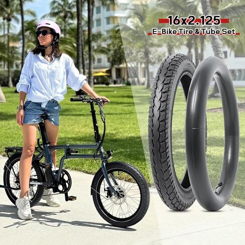 16x2.125/57-305 Bike Tire and Tube, 16 x 2.125 Tire Tube with Angled Valve Stem, 16'' 16x2.125 Tires Compatible with Electric Bicycle Bike, Motorcycle and RoyalBaby Joystar Dynacraf Kids Bikes(2 Sets) in Kuwait