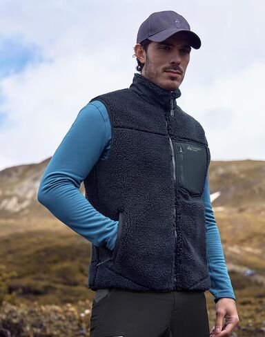 Pioneer Camp Men's Sherpa Fleece Vest Full Zip Up Winter Outerwear Vests Heavyweight Warm Cozy Fuzzy with Zipper Pockets in Saudi Arabia