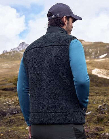 Pioneer Camp Men's Sherpa Fleece Vest Full Zip Up Winter Outerwear Vests Heavyweight Warm Cozy Fuzzy with Zipper Pockets in Saudi Arabia