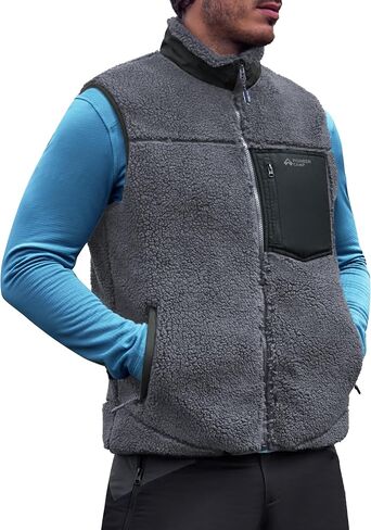 Pioneer Camp Men's Sherpa Fleece Vest Full Zip Up Winter Outerwear Vests Heavyweight Warm Cozy Fuzzy with Zipper Pockets in Saudi Arabia
