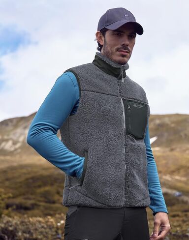 Pioneer Camp Men's Sherpa Fleece Vest Full Zip Up Winter Outerwear Vests Heavyweight Warm Cozy Fuzzy with Zipper Pockets in Saudi Arabia