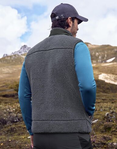 Pioneer Camp Men's Sherpa Fleece Vest Full Zip Up Winter Outerwear Vests Heavyweight Warm Cozy Fuzzy with Zipper Pockets in Saudi Arabia