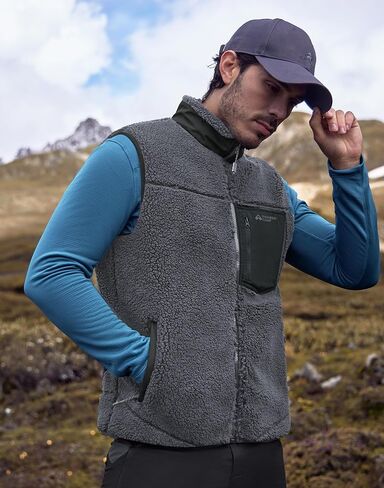 Pioneer Camp Men's Sherpa Fleece Vest Full Zip Up Winter Outerwear Vests Heavyweight Warm Cozy Fuzzy with Zipper Pockets in Saudi Arabia