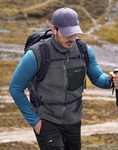 Pioneer Camp Men's Sherpa Fleece Vest Full Zip Up Winter Outerwear Vests Heavyweight Warm Cozy Fuzzy with Zipper Pockets in Saudi Arabia