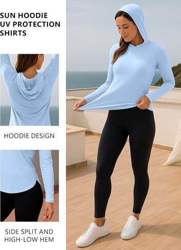 Women's Sun Protection Shirt UPF 50+ Long Sleeve Lightweight UV Hoodie for Women Quick Dry Workout Hiking Tops for Women in Saudi Arabia